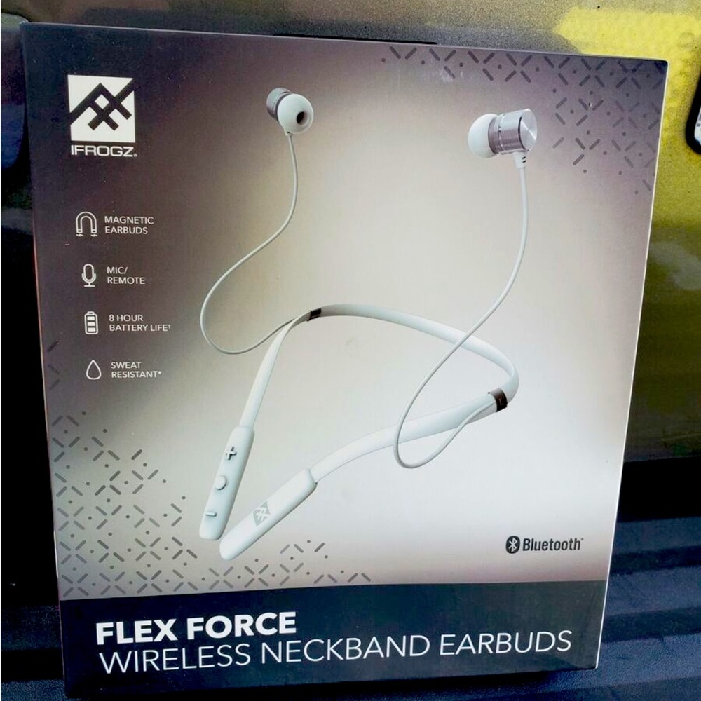 Ifrogz wireless earbuds with neck band.